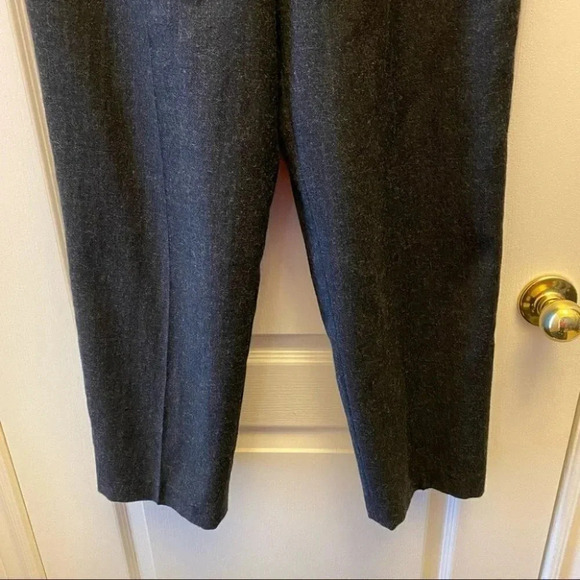 Vintage Wool Trousers High Waisted Pleated Pants Lined Charcoal Grey Size 8 - Picture 6 of 16